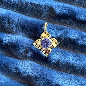 Kate Spade Gold Pendant with Purple Stone NWOT